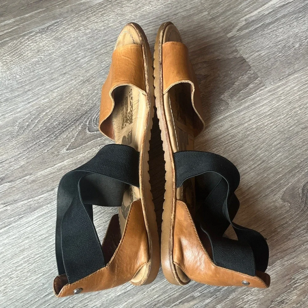 Sorel‎ Ella II Cross Strap Sandals Brown Leather Womens 9 UK 7 EU 40